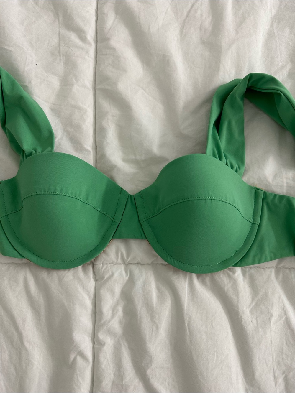 Green Molded Cup Bikini Top with Twisted Straps